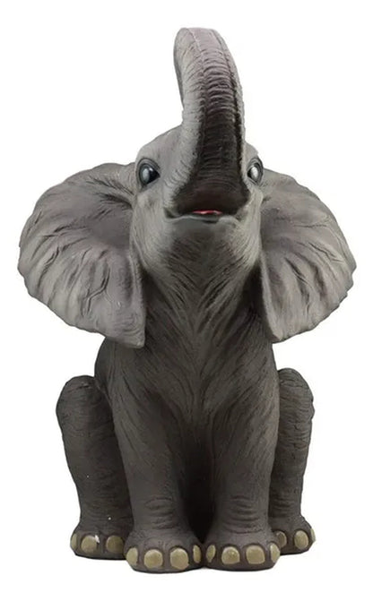 Ebros Ruby The Elephant Sitting Pretty with Trunk Up Large Statue 17" Tall Circus Carnival Elephants Fortune Feng Shui Good Luck Figurine Home Decor Sculpture