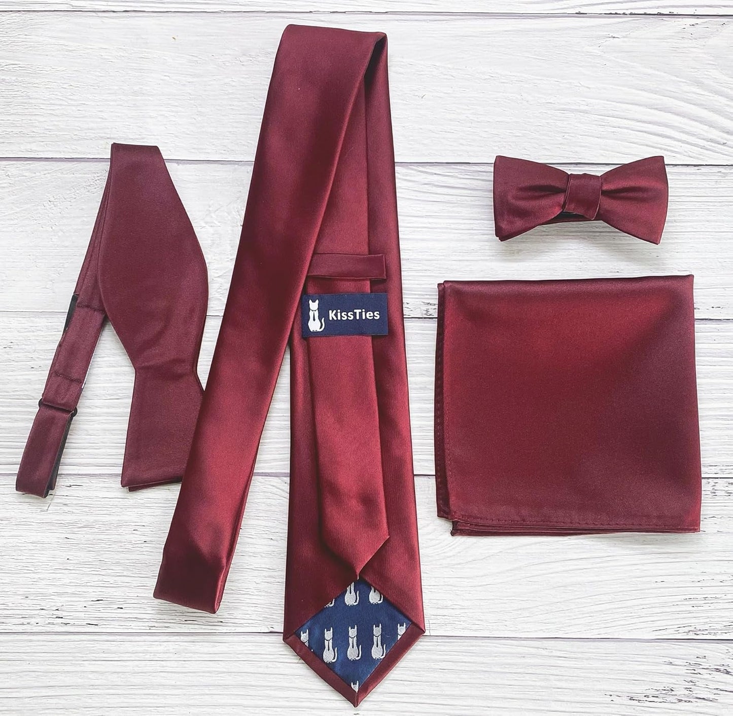 4PCS Solid Ties Satin Tie Wedding Neckties + 1 Magnetic Box