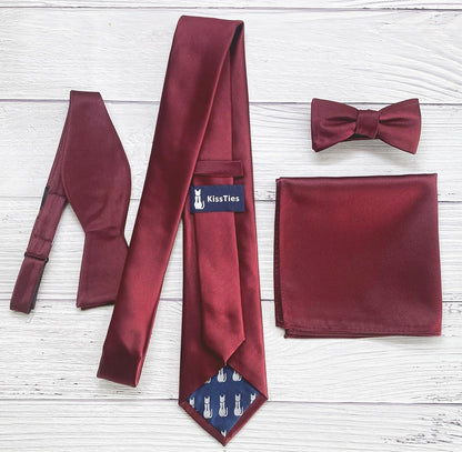4PCS Solid Ties Satin Tie Wedding Neckties + 1 Magnetic Box