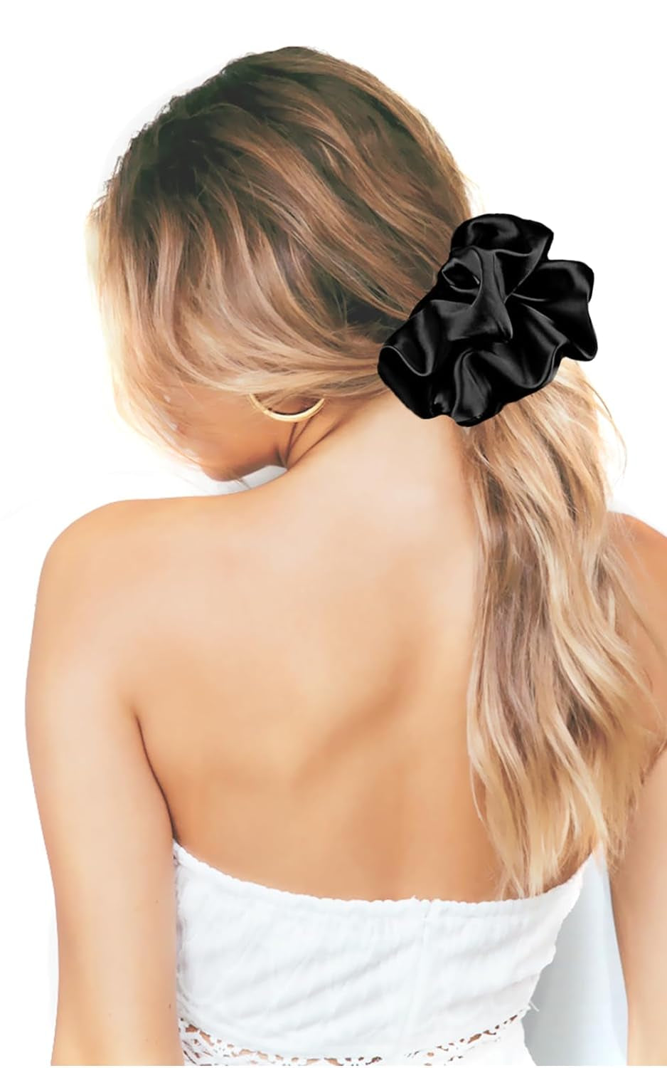 Big Scrunchies for Women Thick Hair, Premium Satin Softer than Silk, XL 6 Inch Extra Large Scrunchy Elastic Hair Bands Accessories, 6 Pack, Neutral