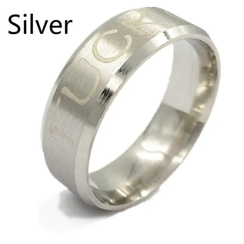 Fuck off 8MM Stainless Steel rings Wedding Ring gold blue rosegold black silver multicolor funny Jewelry Size 5-13