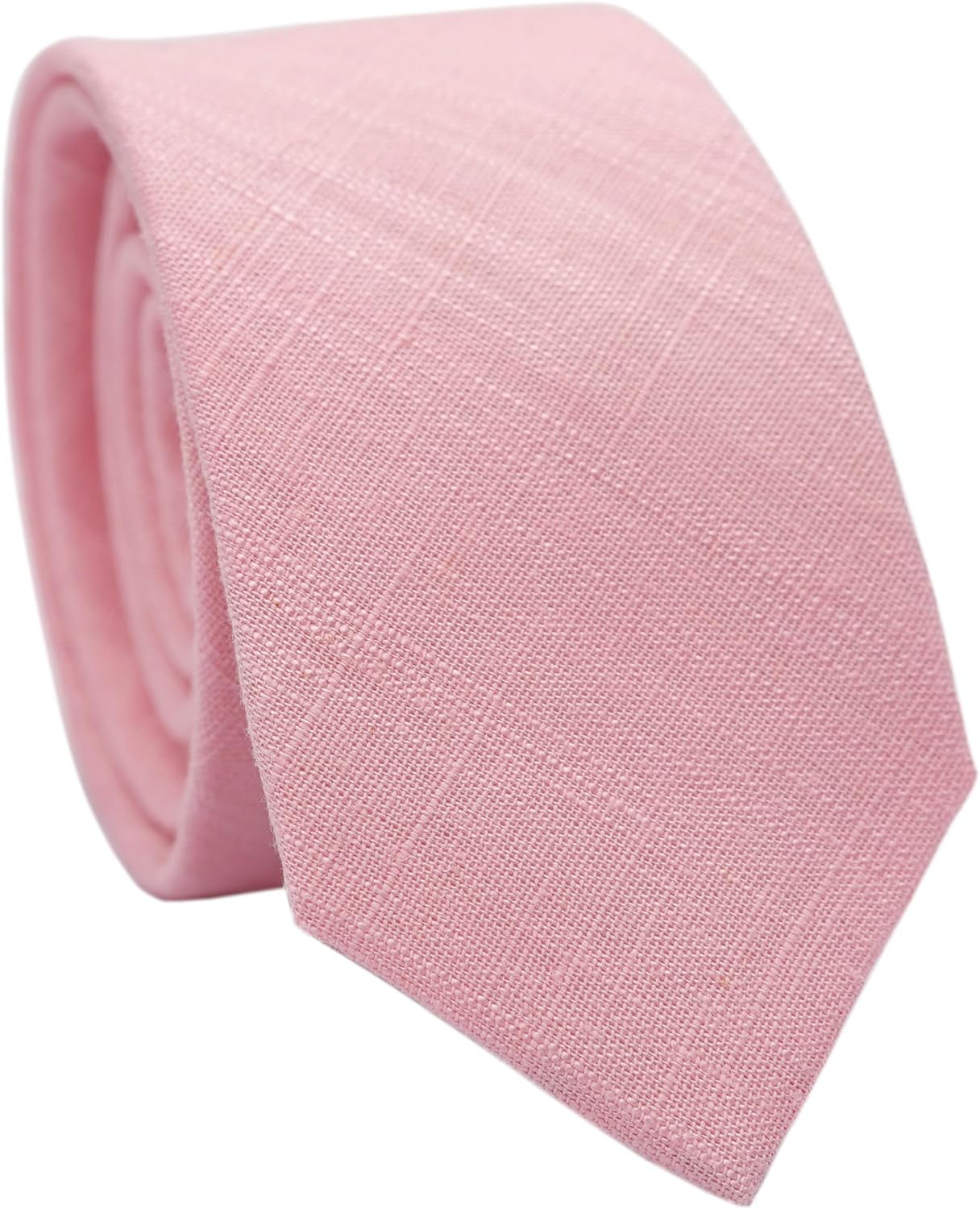 2.5 Inch Skinny Ties for Men, Solid Cotton Linen Neckties - WORLD TIME VISITS