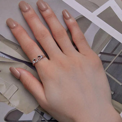 925 Sterling Silver Simple Heart Shape Gesture Open Ring for Women Valentine Fashion Jewelry Ring