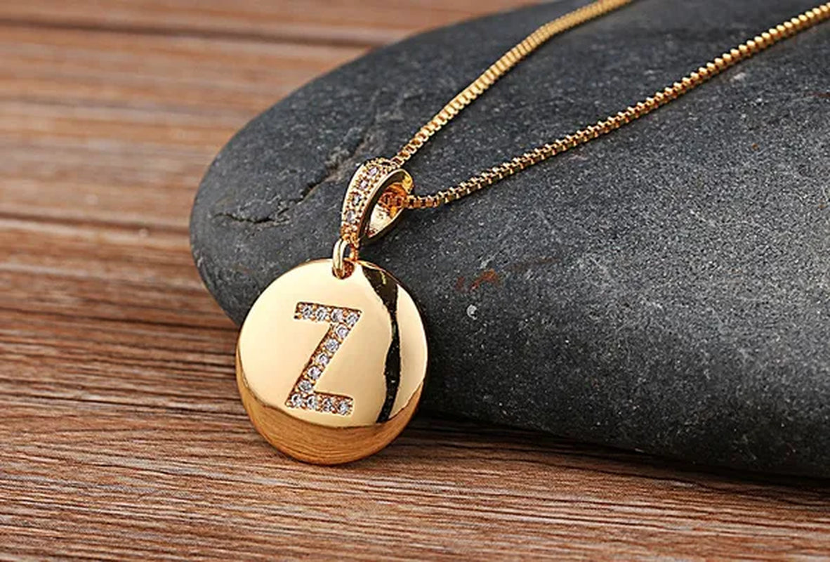 Top Quality 14k Gold Fashion Flash Diamond Exquisite Pendant Venice Box Chain Women Girls Initial Letter Necklace Gold 26 Letters Charm Necklaces Pendants Copper CZ Jewelry Personal Necklace