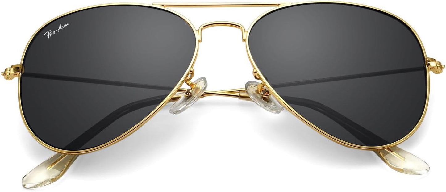 Classic Aviator Sunglasses for Men Women 100% Real Glass Lens
