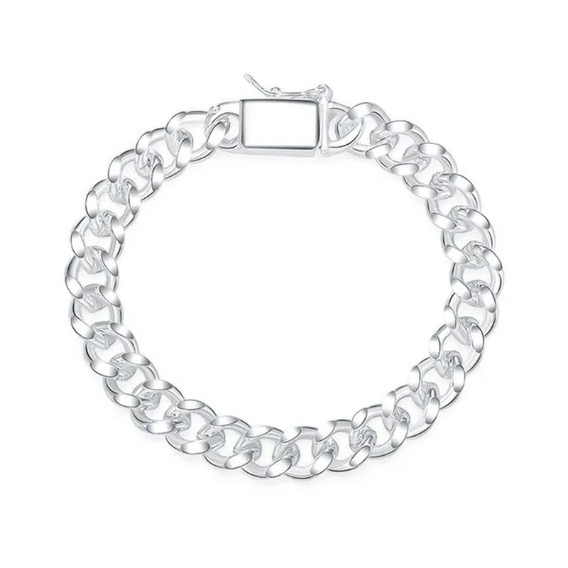 Franco Chain 925 Sterling Silver 10MM 8/20/22/24 Inch Cuban Chain Necklace for Women Men Fashion Jewelry Party Christmas Gifts