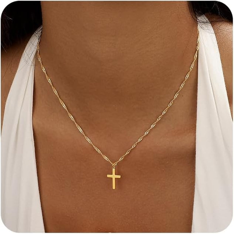 Gold Cross Necklace for Women Layered 14K Gold Plated Chain Cross Necklace Stackble Charm Cute Necklaces for Women Trendy Jewelry Gifts - WORLD TIME VISITS