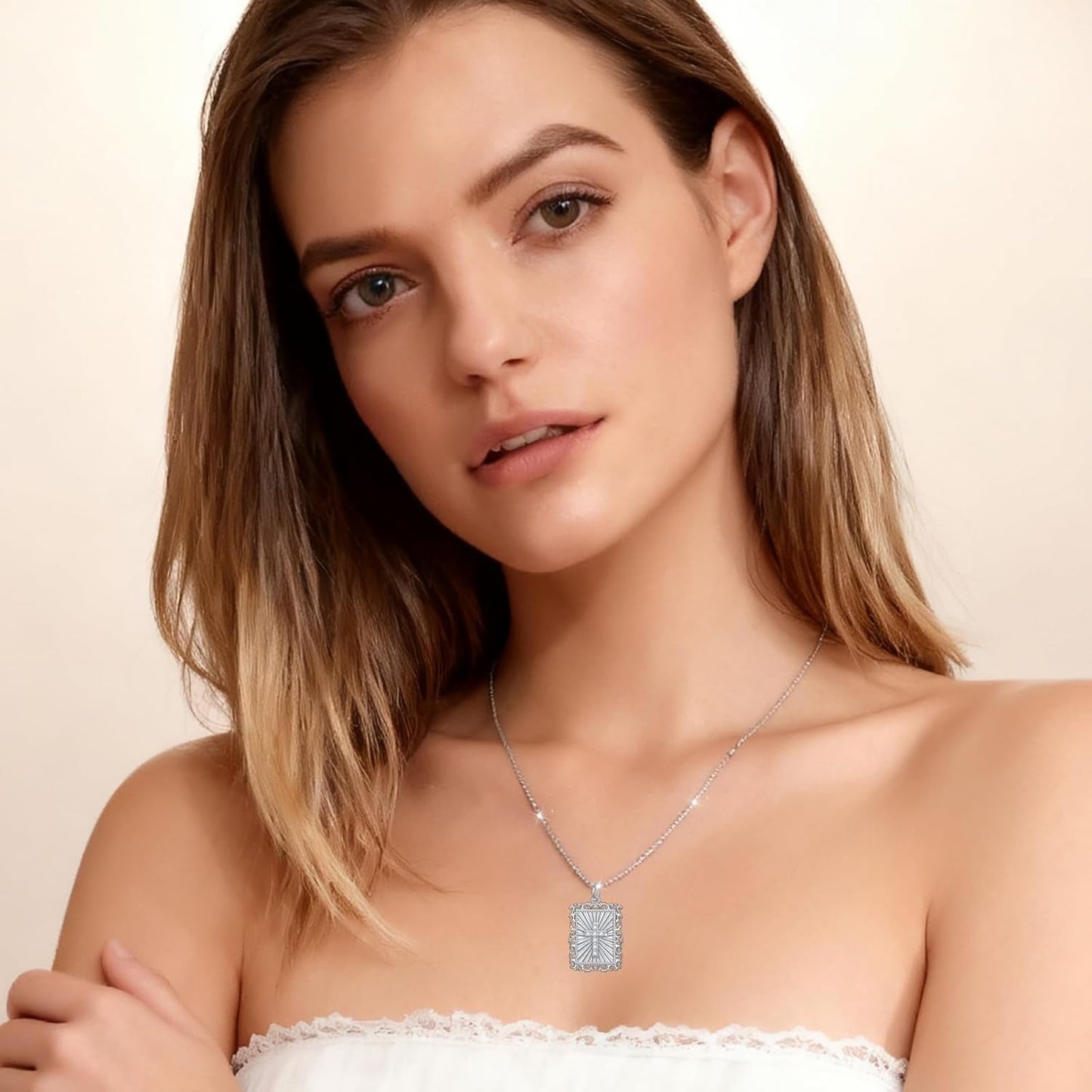 Cross Pendant Necklace for Women S925 Sterling Silver, Trendy Simple Zircon Cross Necklace, Religious Jewelry Gift for Christian Faith, Baptism, First Communion, Birthday, Valentine'S Day
