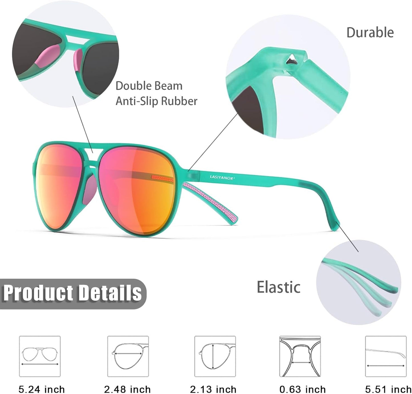 Lightweight TAC Polarized Tinted Classic Vintage Retro 70S Sunglasses, TR-90 Frame for Women Men, UV 400 Protection