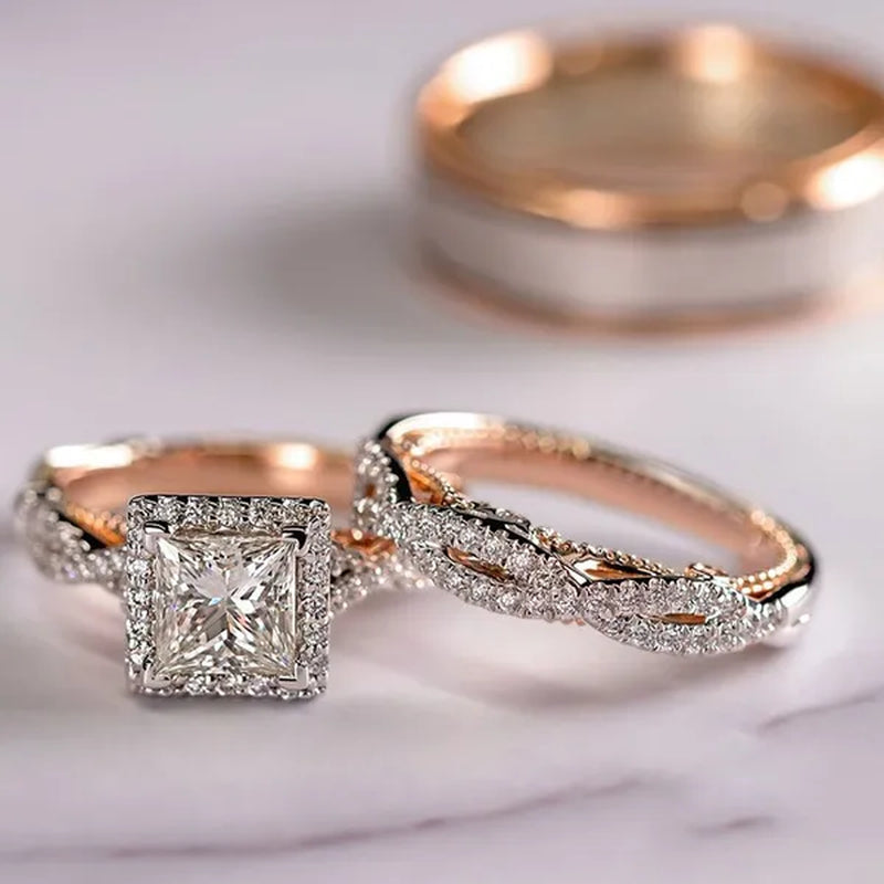 3Pcs/Set Luxury Brand Fashion Infinity Rings Set for Women Engagement Wedding Diamond Rings Anniversary Jewelry Birthday Party Ring Set