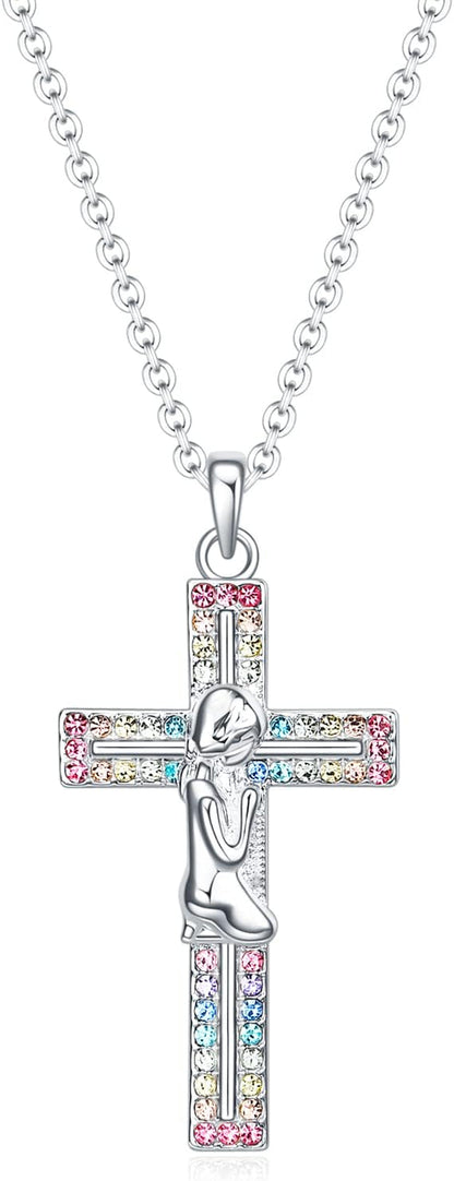Baptism Cross Necklace for Women,First Communion Gold Cross Necklaces Jewelry Gifts for Women