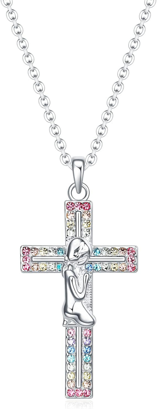 Baptism Cross Necklace for Women,First Communion Gold Cross Necklaces Jewelry Gifts for Women