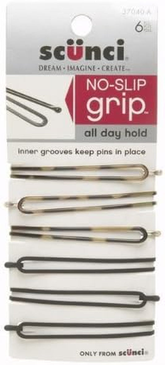 6 Piece 3704003A048 No-Slip Grip Oval Bobby Pins Assorted Colors, 0.8 Ounce