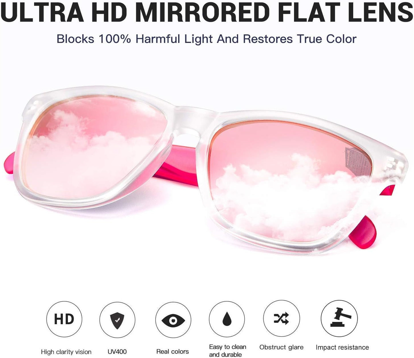 Sunglasses Womens,Classic Square Frame UV400 Mirrored Lens,Sunglasses Fit for Beach,Vacation,Driving