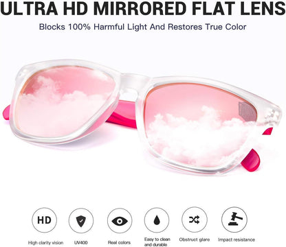 Sunglasses Womens,Classic Square Frame UV400 Mirrored Lens,Sunglasses Fit for Beach,Vacation,Driving