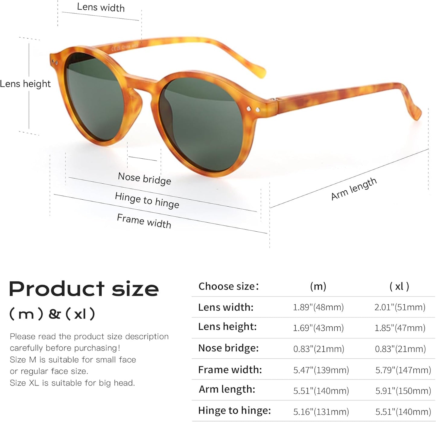 Polarized round Sunglasses, Stylish Sunglasses for Men and Women Retro Classic, Multi-Style Selection