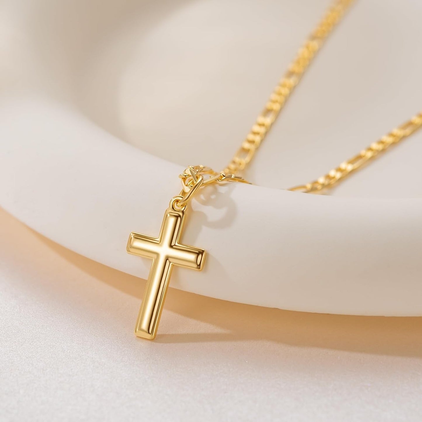 Gold Cross Necklaces for Women 14K Gold Necklaces for Women Crosses Necklace for Womens Classic Simple Cross with Clean Lines Crosses Pendant for Womens Chain Necklace