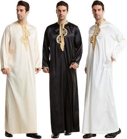 Men'S Muslim Clothes Durable Kaftan Robe Dubai Long Gown Ethnic Clothes,1Pc Soft Robe