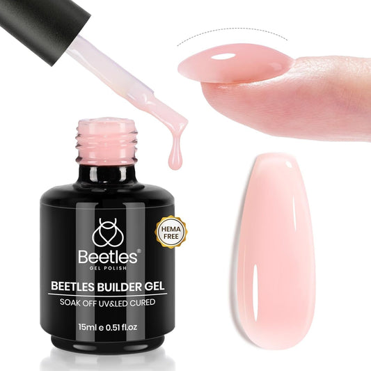 Beetles Builder Gel, Hema Free Jelly Pink Builder Nail Gel for Nails, Nail Strengthener Building Extension Gel in a Bottle 7 in 1 Nails Thickening & Repair