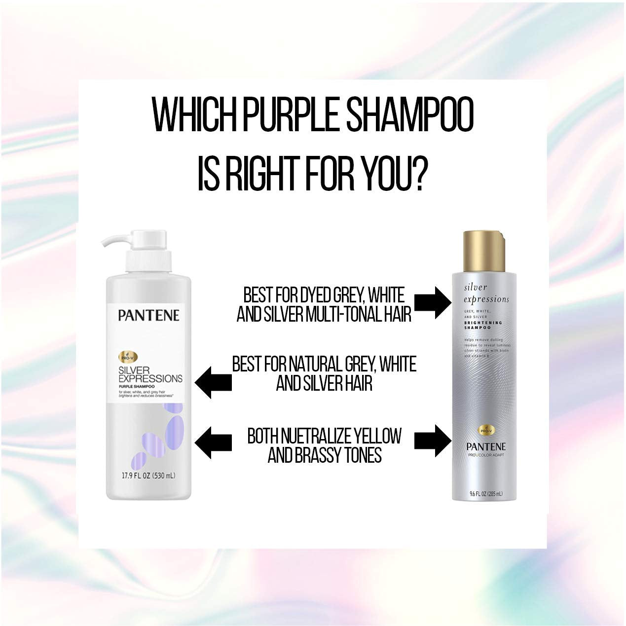 Silver Expressions, Purple Shampoo and Hair Toner, Pro-V for Grey and Color Treated Hair, Lotus Flowers, 17.9 Fl Oz