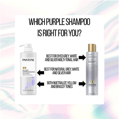 Silver Expressions, Purple Shampoo and Hair Toner, Pro-V for Grey and Color Treated Hair, Lotus Flowers, 17.9 Fl Oz