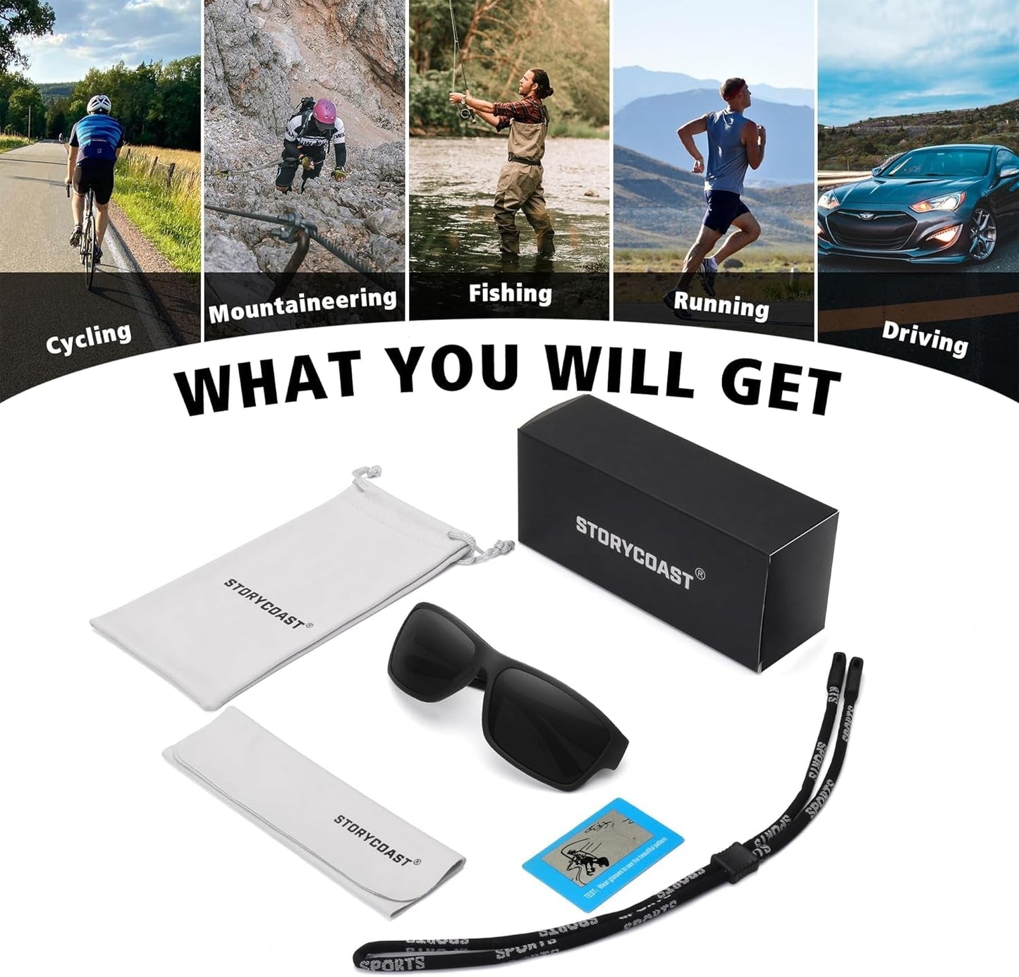 Polarized Sports Sunglasses for Men Women Unbreakable Frame Cycling Fishing Driving