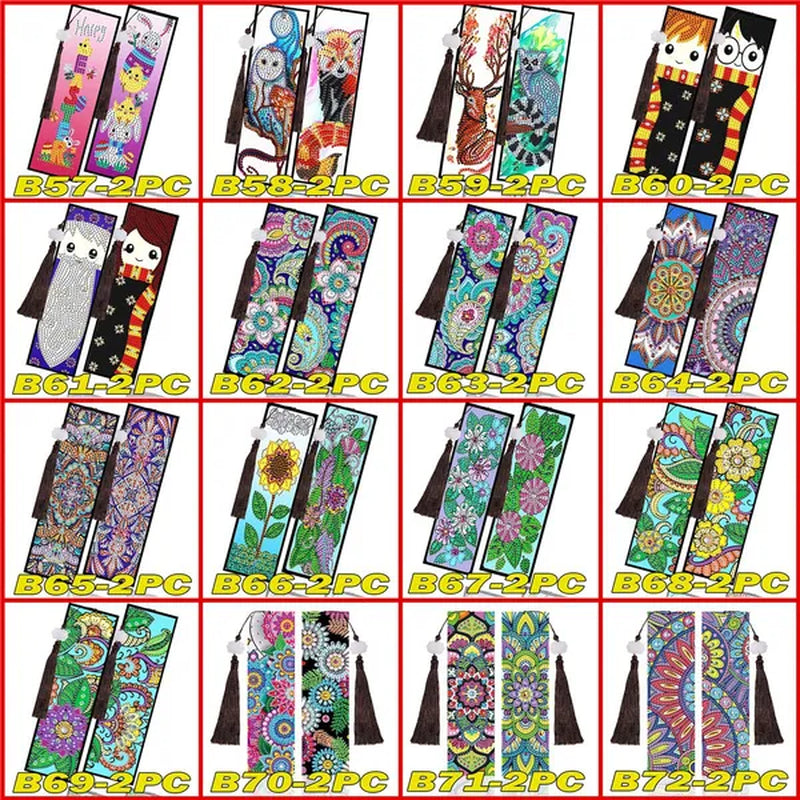 100 Styles DIY Butterfly Flower Diamond Painting Tassel Leather Bookmark 5D Fashion Cross Stitch Craft Christmas Gift @#A11 - WORLD TIME VISITS