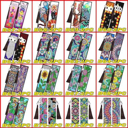 100 Styles DIY Butterfly Flower Diamond Painting Tassel Leather Bookmark 5D Fashion Cross Stitch Craft Christmas Gift @#A11 - WORLD TIME VISITS