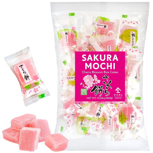 Japanese Sakura Mochi Candies, Real Traditional Cherry Blossom Rice Cakes, 300G/10.58Oz, Japanese Snacks, Japanese Candy, Individually Wrapped - WORLD TIME VISITS