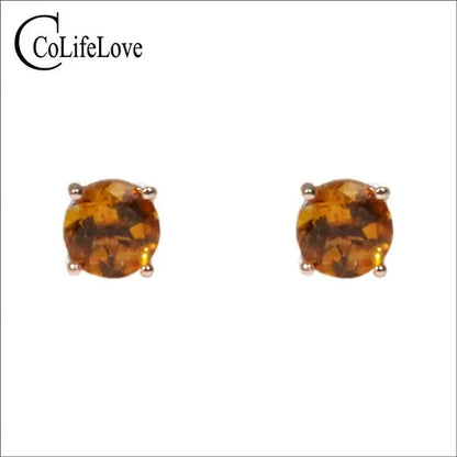 Colife Jewelry Simple 925 Silver Citrine Stud Earrings for Daily Wear 5Mm Natural Citrine Earrings 925 Silver Citrine Jewelry - WORLD TIME VISITS