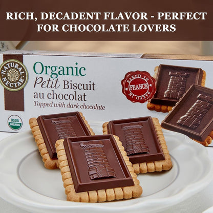 Organic Dark Chocolate Biscuits Cookies | Perfect with Coffee, Tea, or as a Snack | USDA Organic Certified - 5.29 Oz
