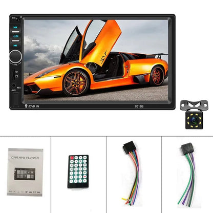 7"Touch Screen 2Din Car Multimedia Player Audio Stereo Support Bluetooth Mirror Link Rear View Camera Built-In Car DVR System with Optional Camera