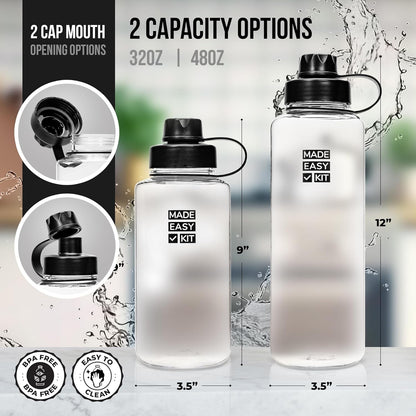 Tritan Plastic Water Bottle - Revolutionary Lid, Wide and Narrow Mouth Openings - BPA Free Water Bottle, Dishwasher Safe (Large (32Oz), Clear)