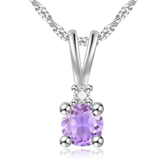 Majesty Diamonds MDS170322 0.5 CTW Round Purple Amethyst Solitaire with Accents Pendant Necklace in .925 Sterling Silver with 18K - WORLD TIME VISITS