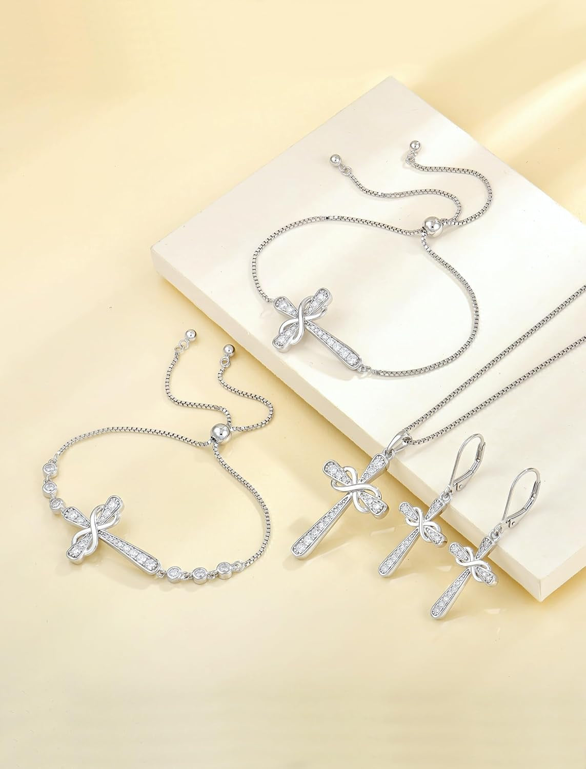 925 Sterling Silver Cross Necklace for Women Halo Infinity Pendant Birthstone Jewelry for Mom