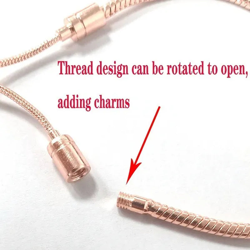 NEW Fashion 925 Sterling Silver Adjustable Size Flashing sided Heart Snake Chain Bracelet For European Bangle Bracelet Jewelery Making DIY