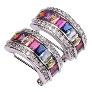 Morganite Pink Sapphire Topaz Garnet Amethyst Ruby Peridot Emerald Aquamarine 925 Sterling Silver Fashion Earrings