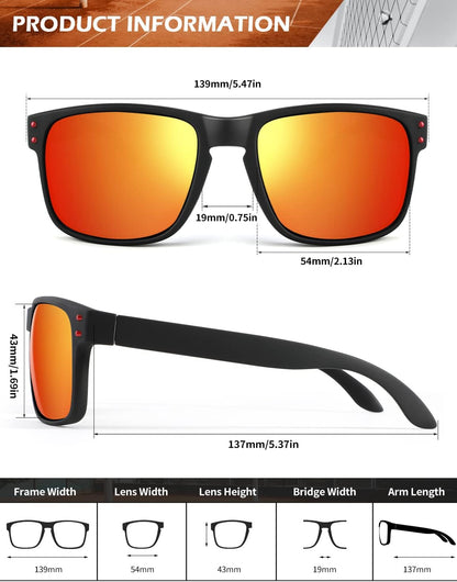 Polarized Sunglasses for Men and Women Vintage Style Sun Glasses for Fishing Running Driving with UV Protection