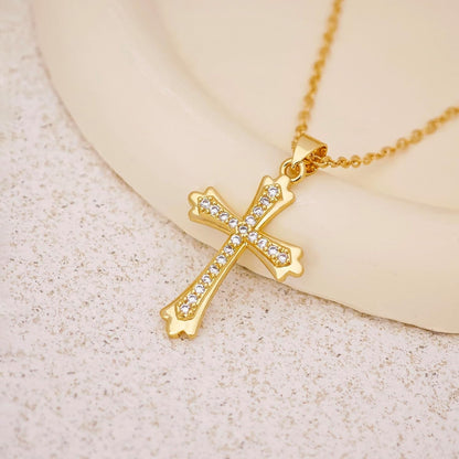 Cross Necklace for Women, 14K Gold Cross Necklaces for Women Trendy Dainty Gold Necklace Pearl Diamond Cross Pendant Necklaces Religious Christian Baptism Faith Jewelry for Woman