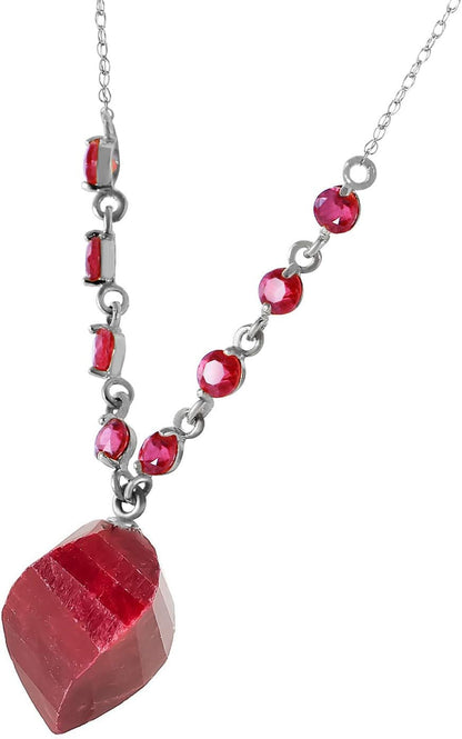 16.25 Ct 14K Solid White Gold Pendant Drop Necklace Twisted Dyed Briolette Ruby Pendant