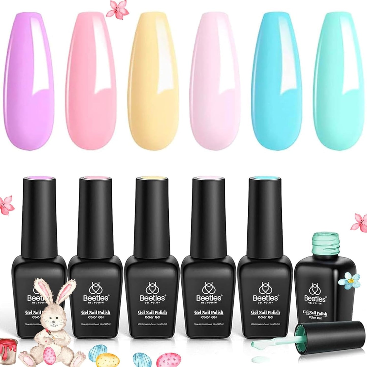 Beetles Pastel Gel Nail Polish Set 6 Pcs Pink Nude Gel Polish Pastel Yellow Blue Gel Polish Soak off Uv Nail Lamp Gifts for Women Manicure Kit