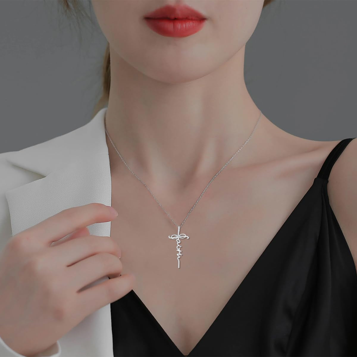 Diamond Faith Cross Necklace for Women 925 Sterling Silver Infinity Faith Pendant with Lab Grown Diamond Jewelry Gifts for Her - WORLD TIME VISITS