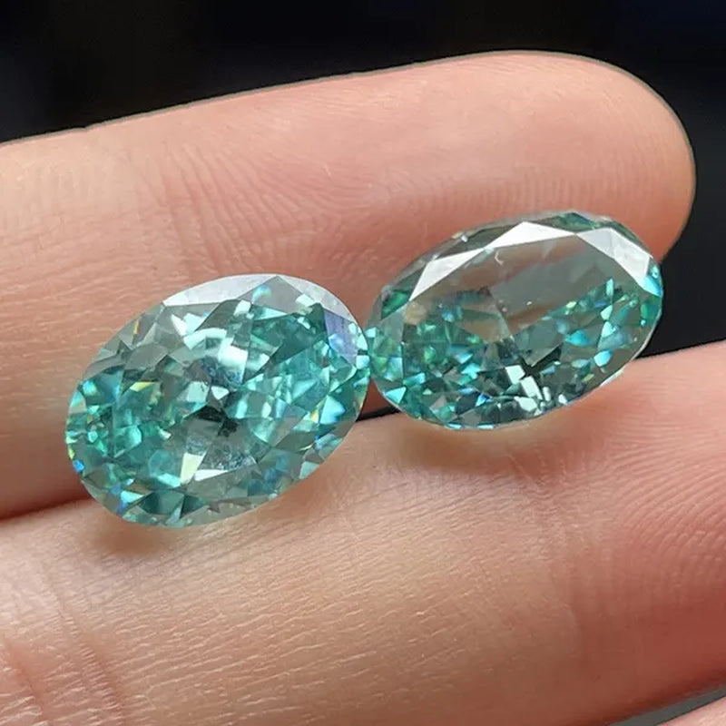 10X14Mm Paraiba Color Ice Cut Oval Shape Cubic Zirconia Stone Loose CZ Stone Synthetic Gems Loose Beads
