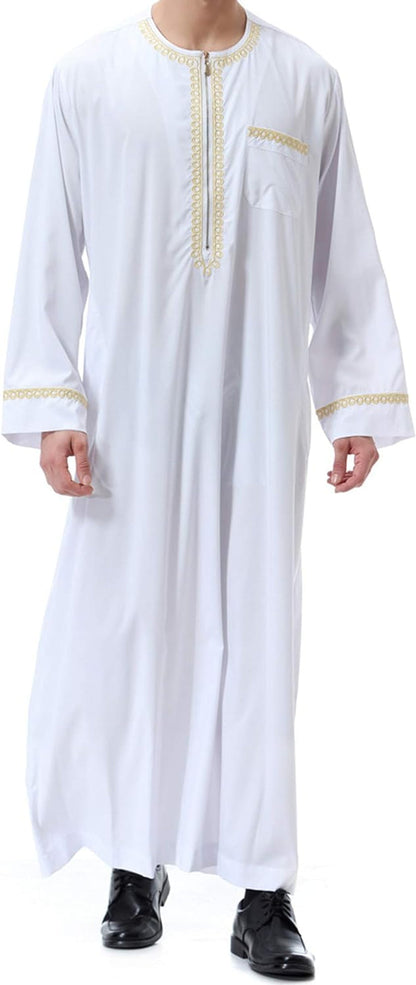 Islamic Mens Clothing Kaftan Maxi-Muslim Male Shirt Long Sleeve Abaya Dubai Cotton…