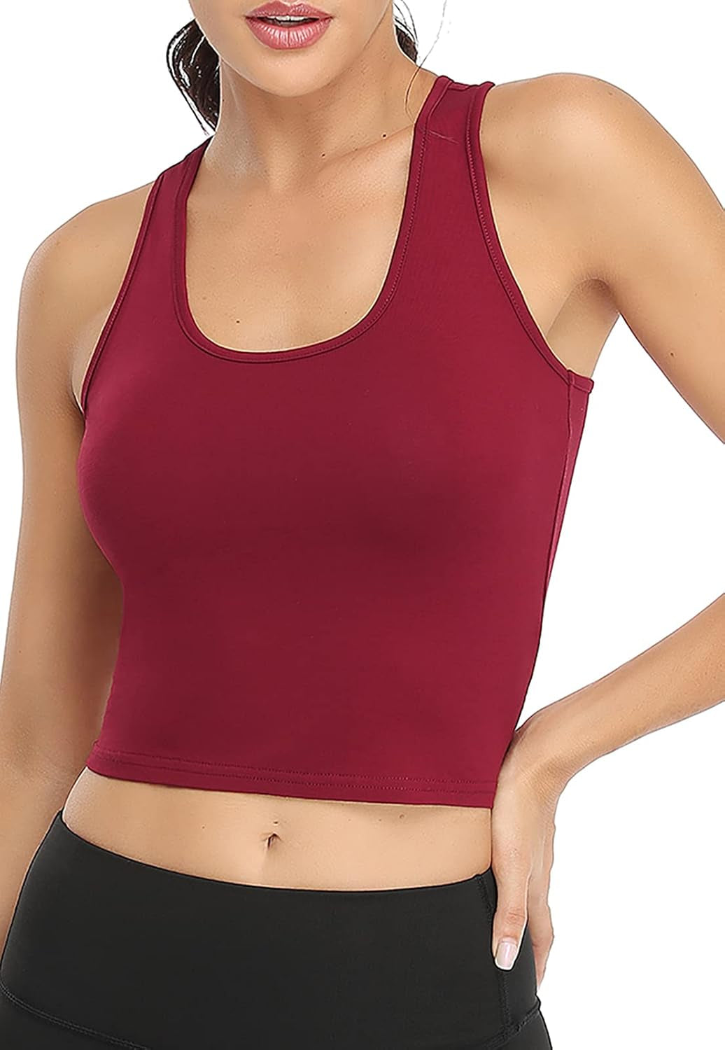 Sports Crop Tank Tops for Women Cropped Workout Tops Racerback Running Yoga Tanks Cotton Sleeveless Gym Shirts 3 Pack - WORLD TIME VISITS