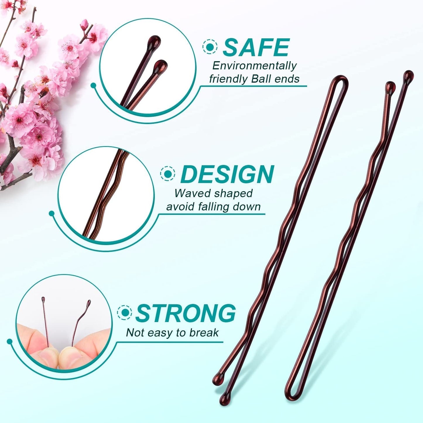 Large Bobby Pins Brown, 2.75" Jumbo Hair Pins Brown Long Bobby Pins for Thick Hair for Women Girls with Box-120 Count