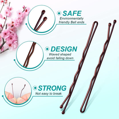 Large Bobby Pins Brown, 2.75" Jumbo Hair Pins Brown Long Bobby Pins for Thick Hair for Women Girls with Box-120 Count