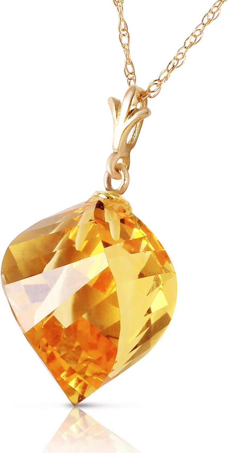 14K Yellow Gold Necklace with Natural Twisted Briolette Citrine Pendant NATURAL UNTREATED CITRINE Handcrafted Fine Jewelry Solid Gold Genuine Gemstone. Anniversary Birthday Mother'S Day Valentines Graduation, Christmas Spring Summer New Year Women Gift Ma