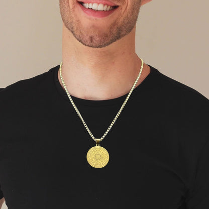 St Michael Necklace for Men, Seal of the 7 Archangels Pendant Protect Necklace Stainless Steel Mens Spiritual Talisman Protection Amulet Healing Jewelry Saint Michael Pendants