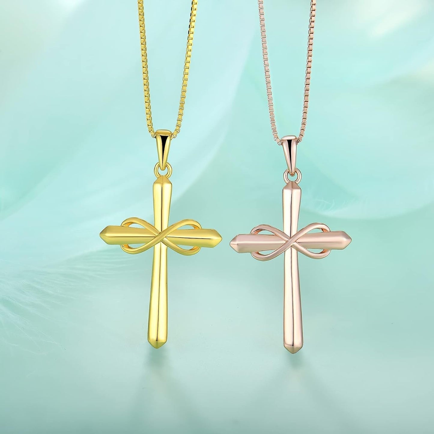 Infinity Cross Necklace for Women 925 Sterling Silver Polished Cross Pendant Crucifix Jewelry Gifts